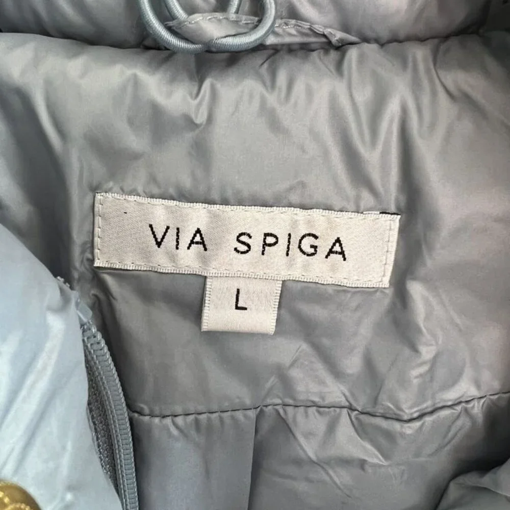Via Spiga Women’s Blue Quilted Coat Large